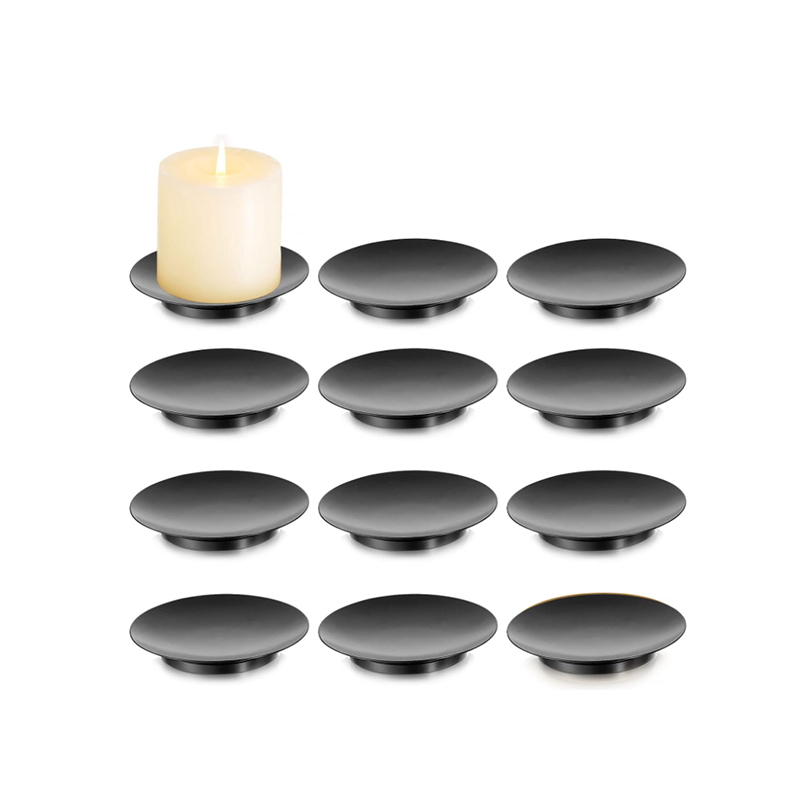 Black metal candle holder for coffee table decoration