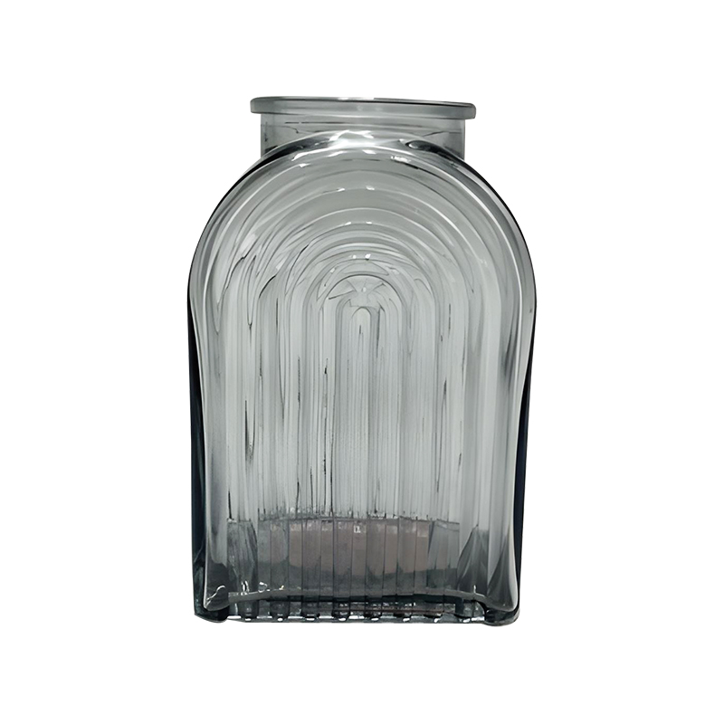 Vertical pattern square bottom gray glass vase